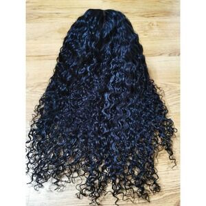Beautiful Quality Sexy 16'' Deep Curly Virgin Human 2" Lace Hair Wig 1B Work Wig